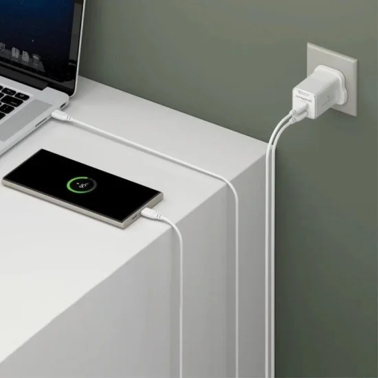 Smartix Premium Compact Uk Wall Adaptor 65W Gan - White